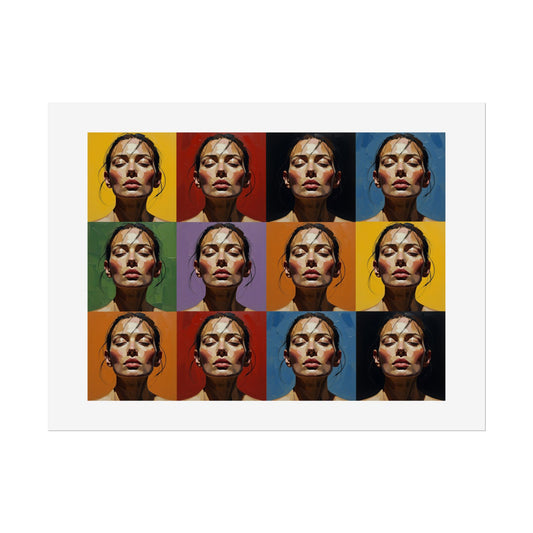 Rolled Poster — Pop Art Portrait Wall Print (Color Grid, 12-Panel)