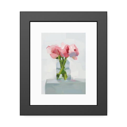 Framed Poster — Pink Floral Still Life Art Print (Modern Minimal)