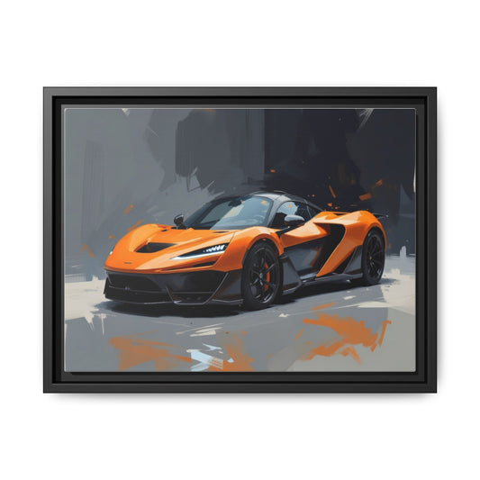 Framed Matte Canvas — Orange Sports Car Print