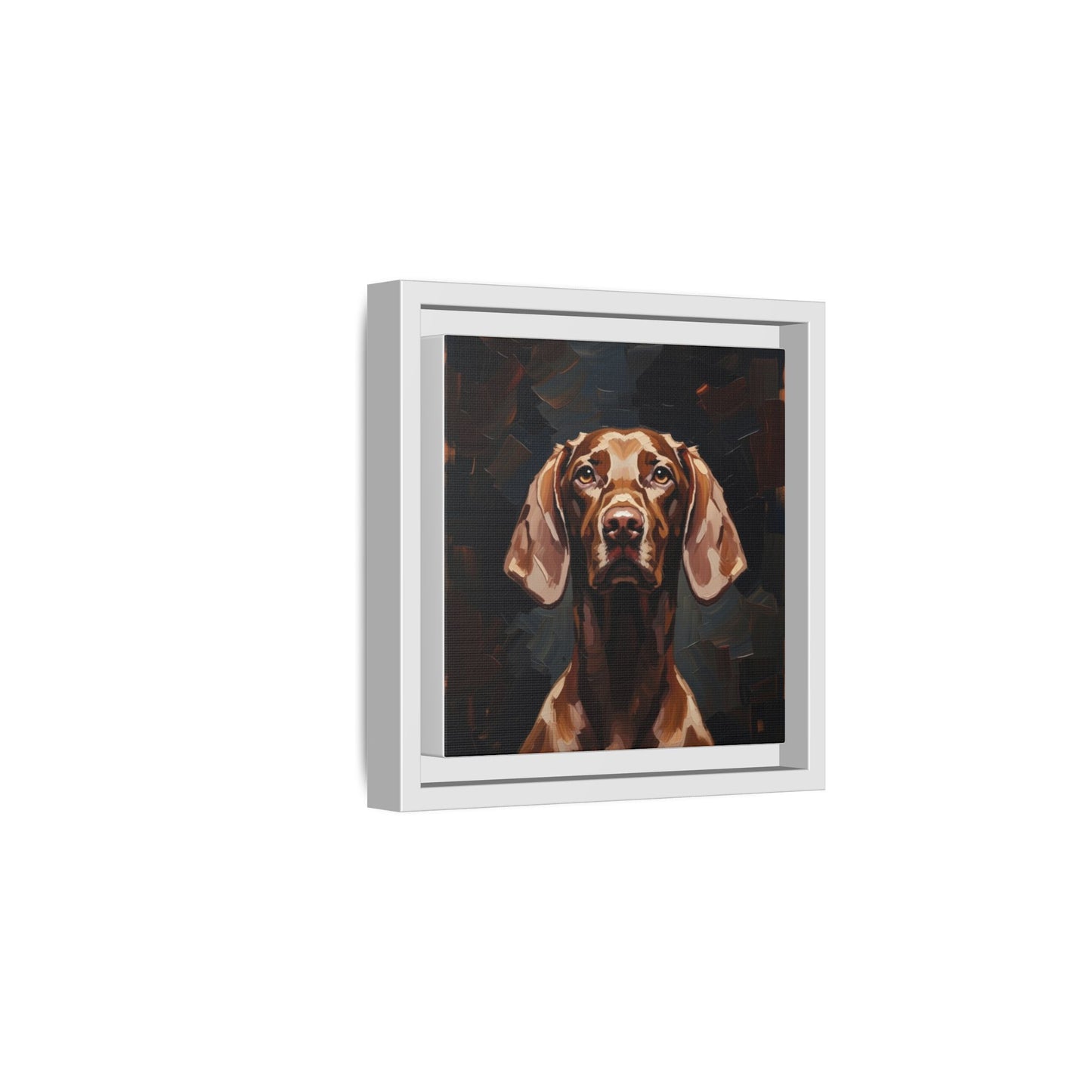 Framed Matte Canvas Dog Portrait – Brown Vizsla Wall Art