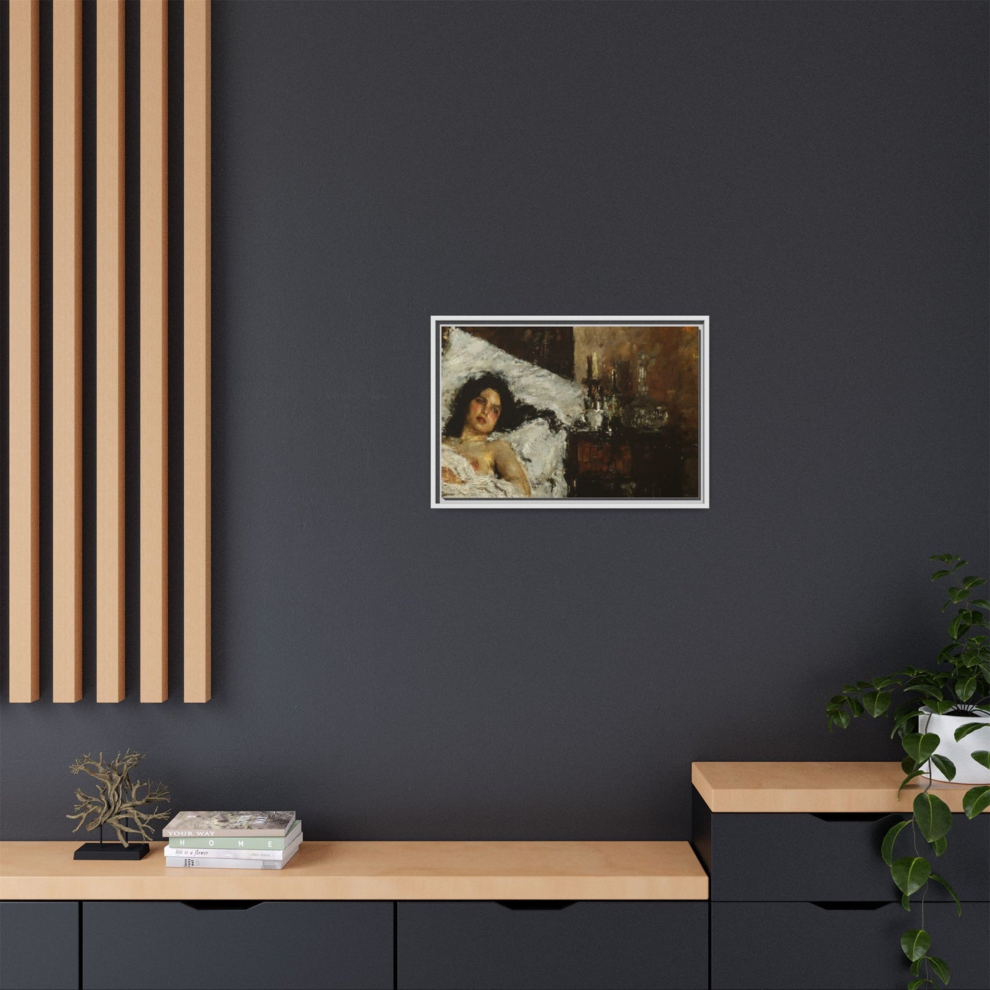 Resting by Antonio Mancini Framed Matte Canvas Wall Art Print