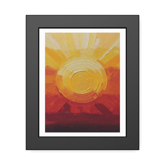 Sunburst Abstract Framed Art Print — Warm Sunrise Poster