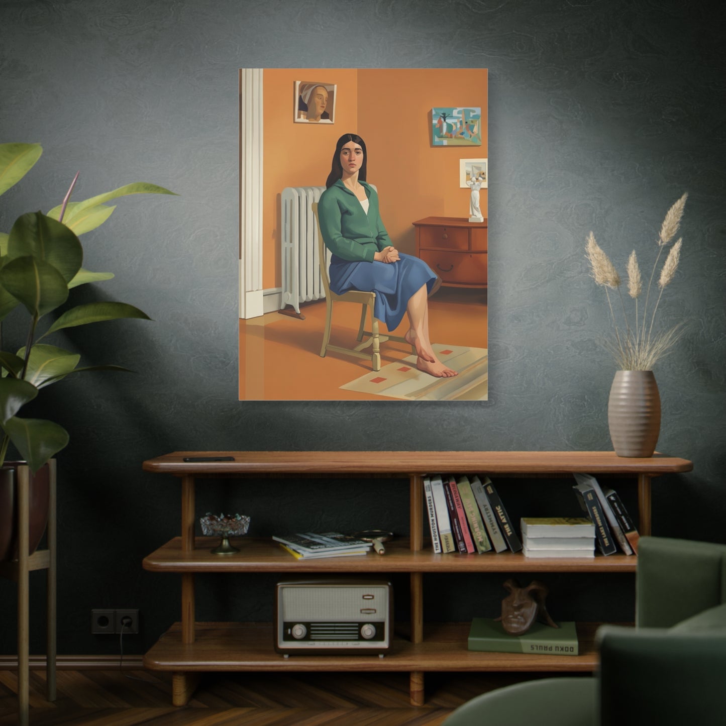 Portrait Canvas Print — Seated Woman Matte Stretched Wall Art