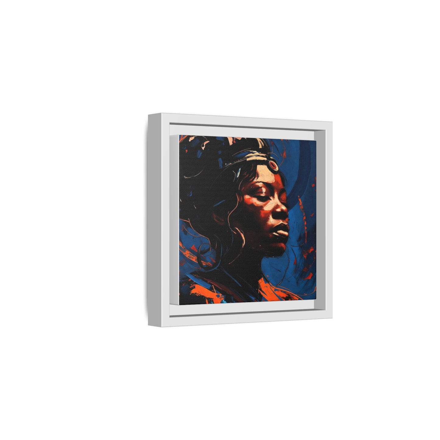 Framed Matte Canvas Art - Vibrant Portrait of a Black Woman (Multi-Color)