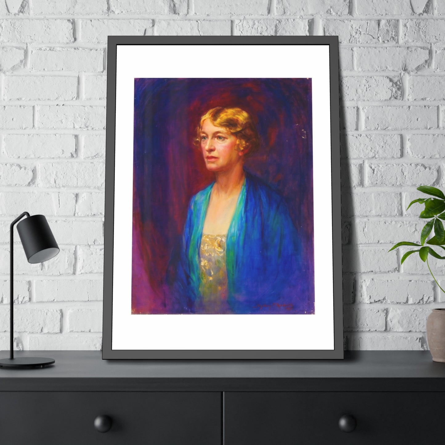 Framed Portrait Poster — Vintage Woman Oil-Style Art Print