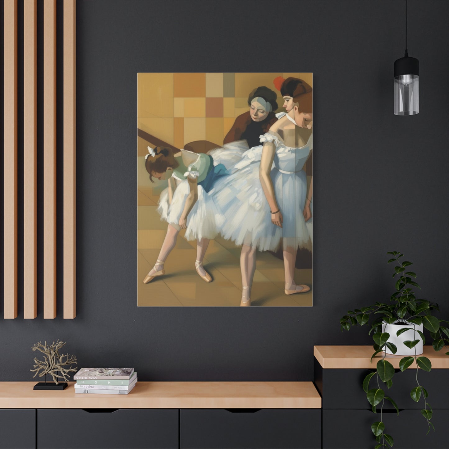 Ballerina Dancers Matte Stretched Canvas Wall Art