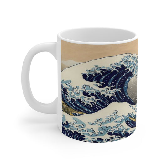 Great Wave Ceramic Coffee Mug — Hokusai Inspired 11oz Art Mug