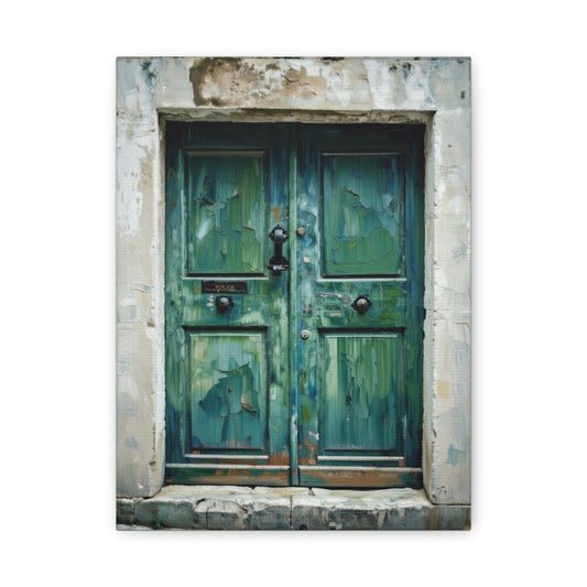 Vintage Green Door Matte Canvas Wall Art — Stretched 1.25"