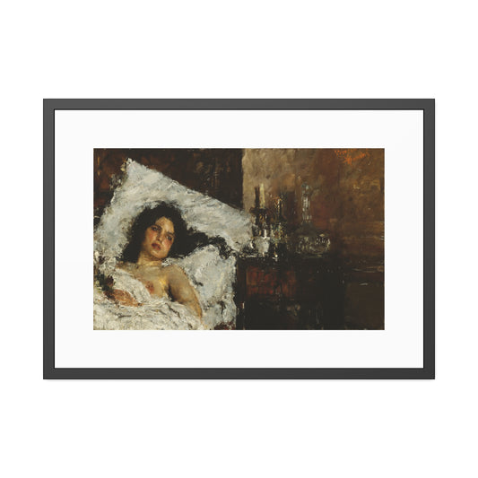 Resting by Antonio Mancini Framed Poster Wall Art Print