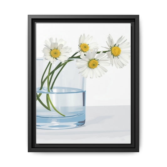 Framed Daisy Canvas Print — Minimal Botanical Wall Art