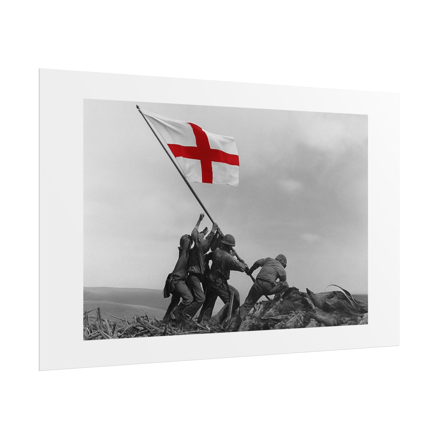 Raising the St George by Unknown attributed to Joe Rosenthal Wall Art Print
