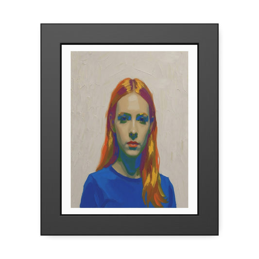 Framed Art Print — Colorful Portrait of Red-Haired Woman, Modern Pop Portrait Wall Art