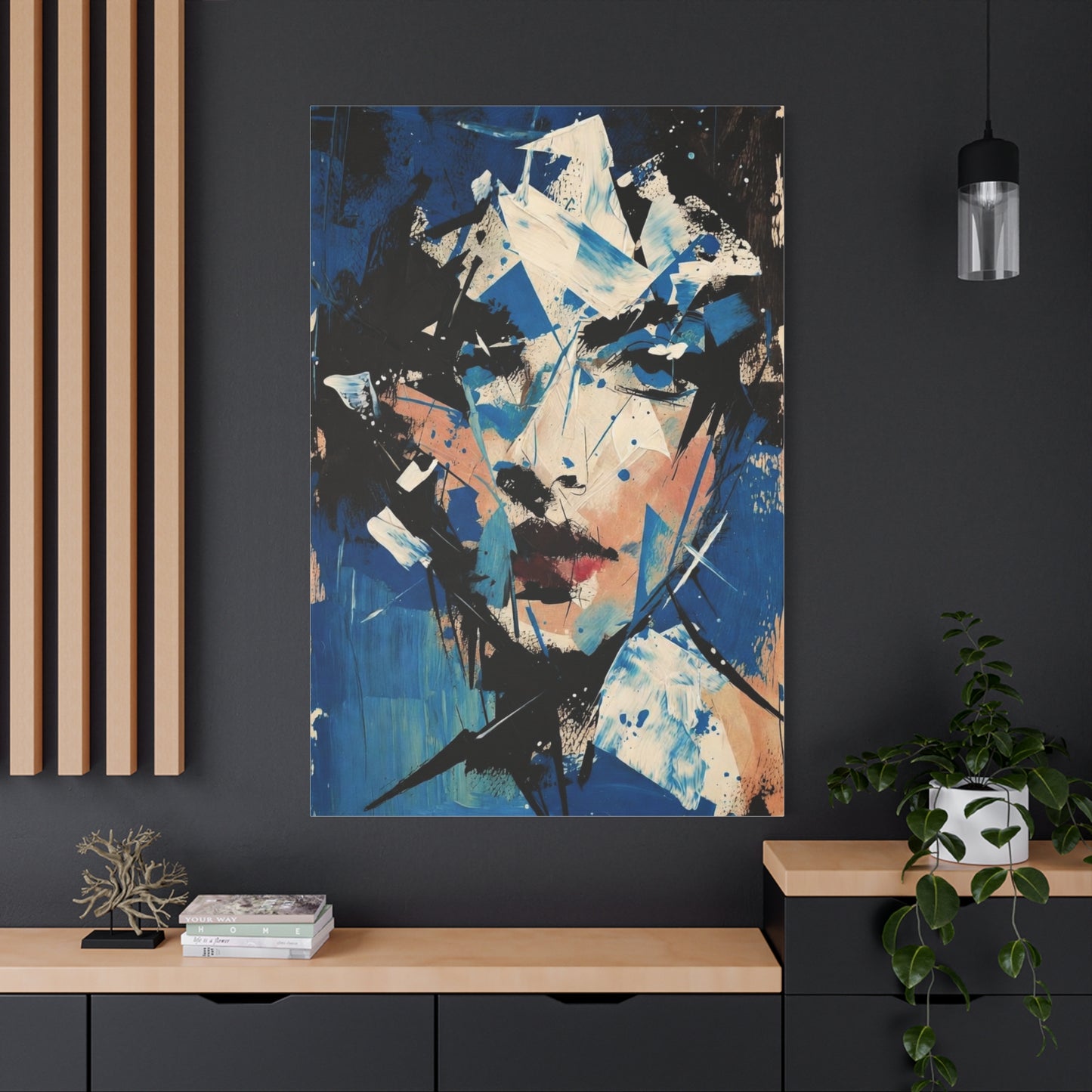 Abstract Blue Portrait Canvas Print — Modern Stretched Wall Art