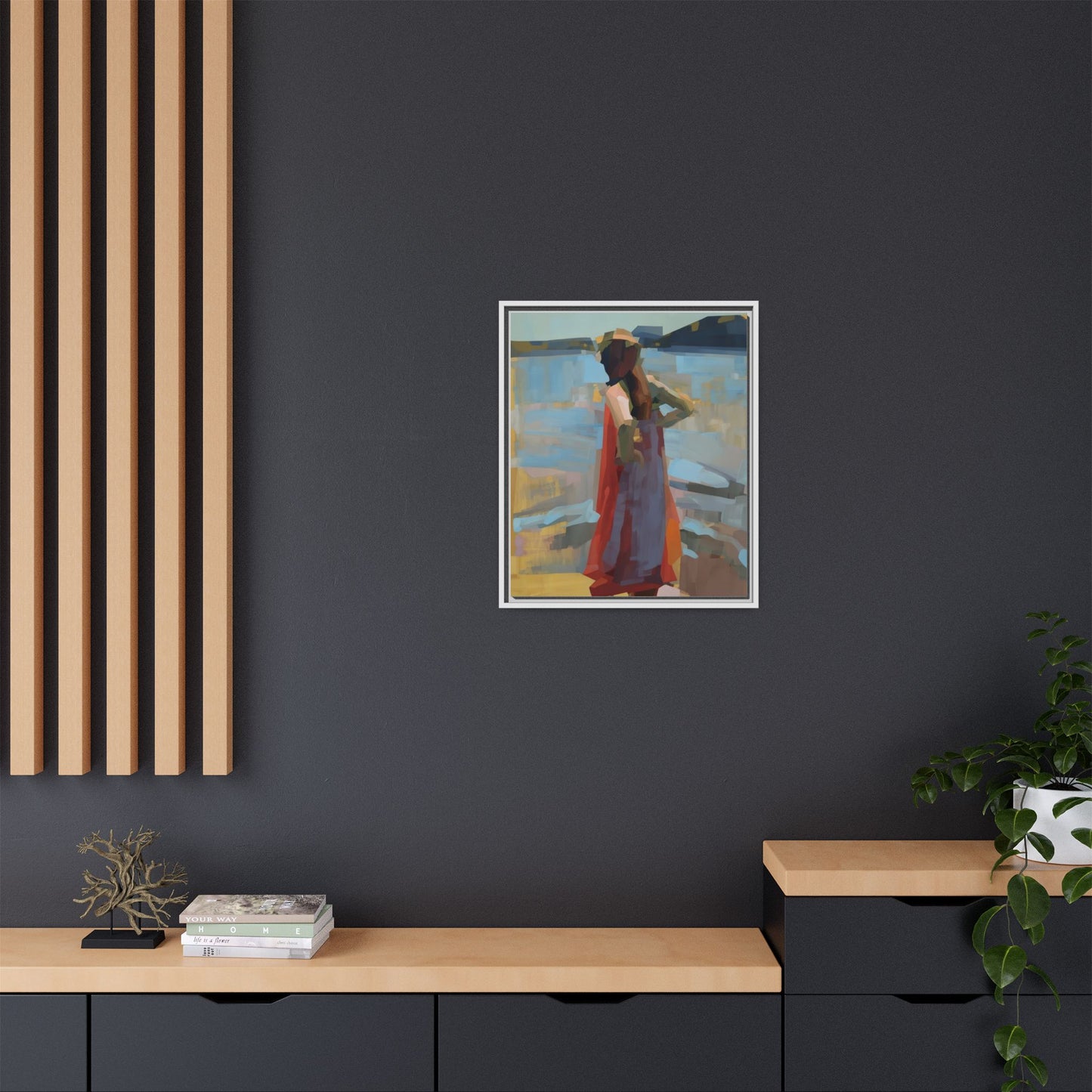 Framed Matte Canvas Print — Coastal Woman Abstract Art