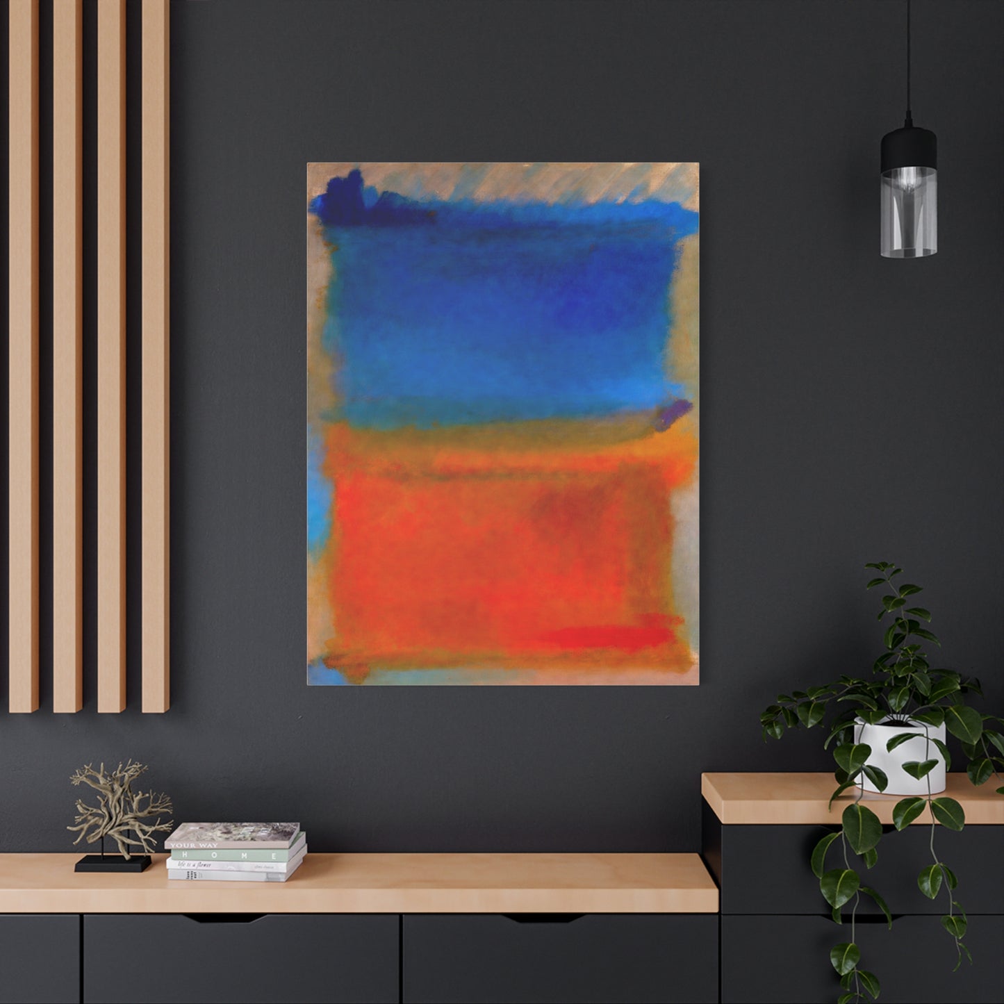 Abstract Blue and Orange Canvas Print — Modern Stretched Wall Art