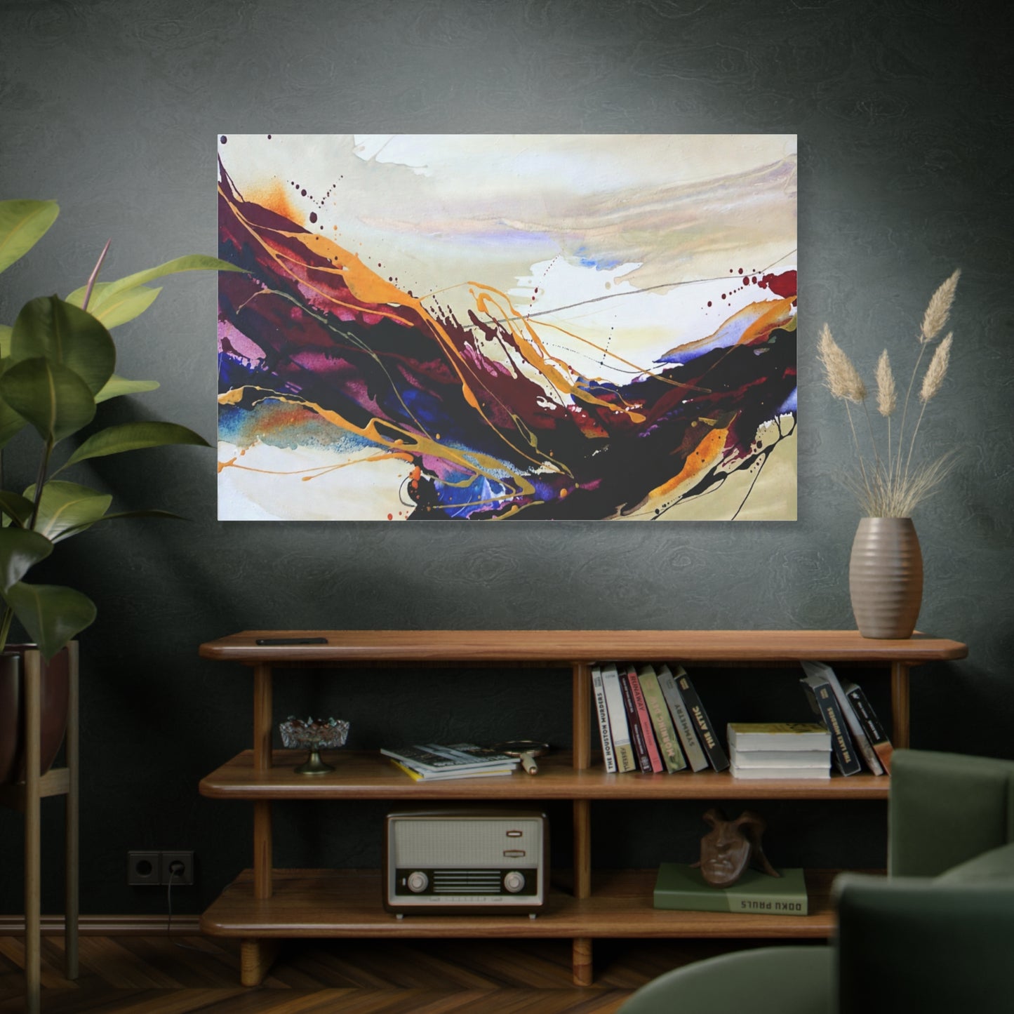 Abstract Color Flow Matte Stretched Canvas – Vibrant Modern Wall Art