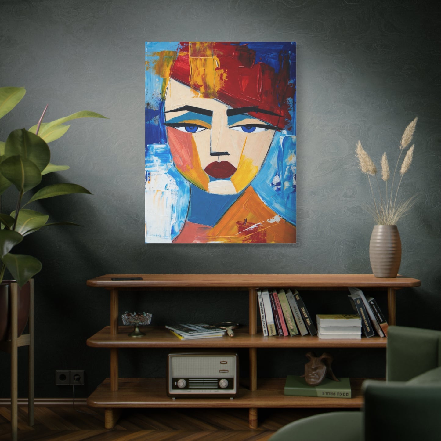 Abstract Colorful Face Matte Canvas Print — Modern Pop Art Portrait