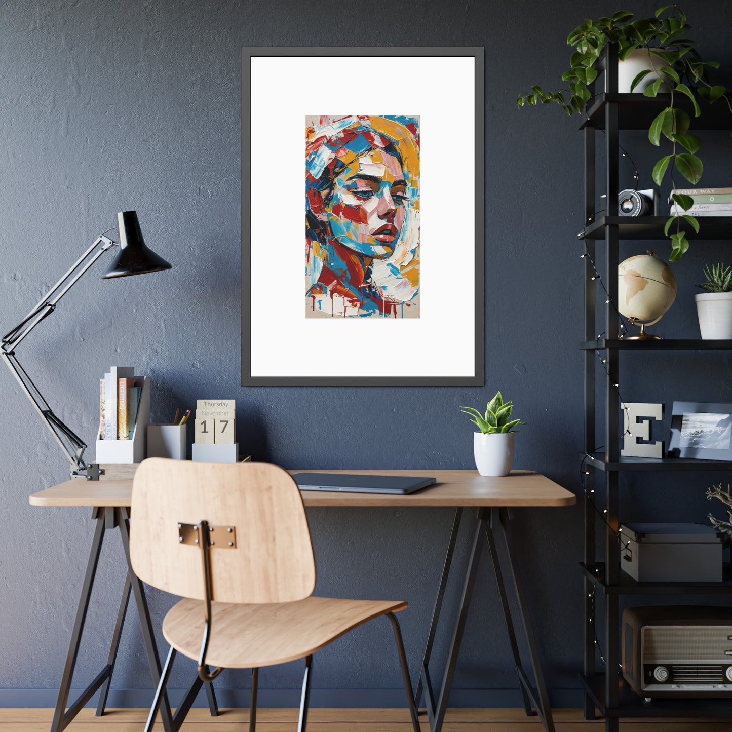 Abstract Colorful Portrait Framed Paper Poster – Modern Art Print for Home & Office