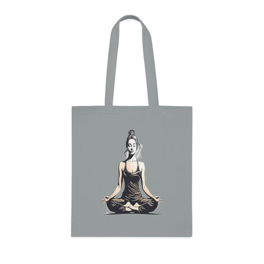 Yoga Meditation Cotton Tote Bag — Lotus Pose Graphic Beach & Market Tote