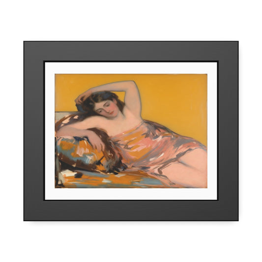 Framed Art Poster — Vintage Reclining Woman Print, Museum-Style Wall Art