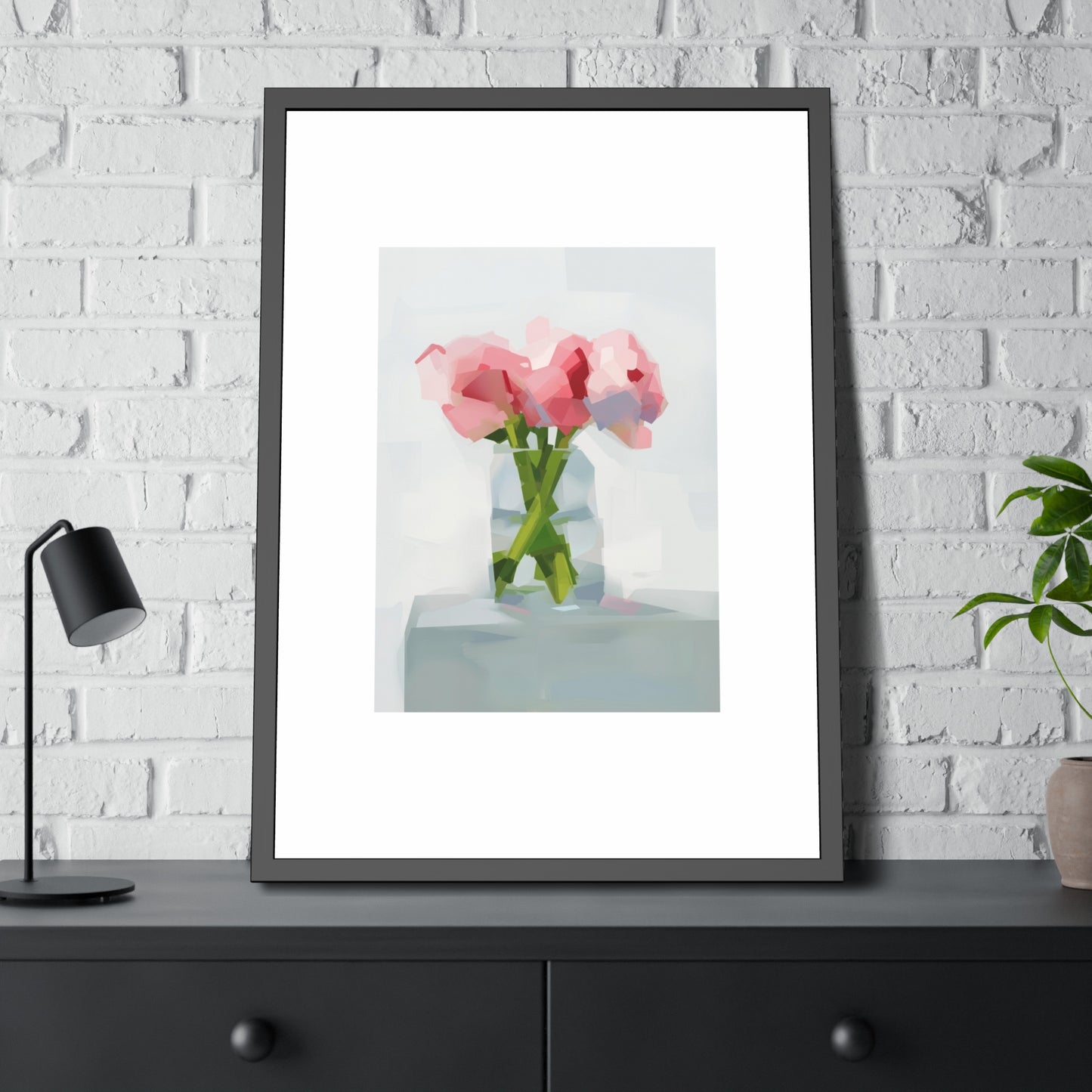 Framed Poster — Pink Floral Still Life Art Print (Modern Minimal)