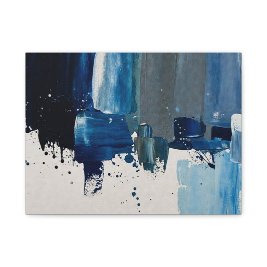 Blue Abstract Canvas Wall Art – Modern Matte Stretched Canvas