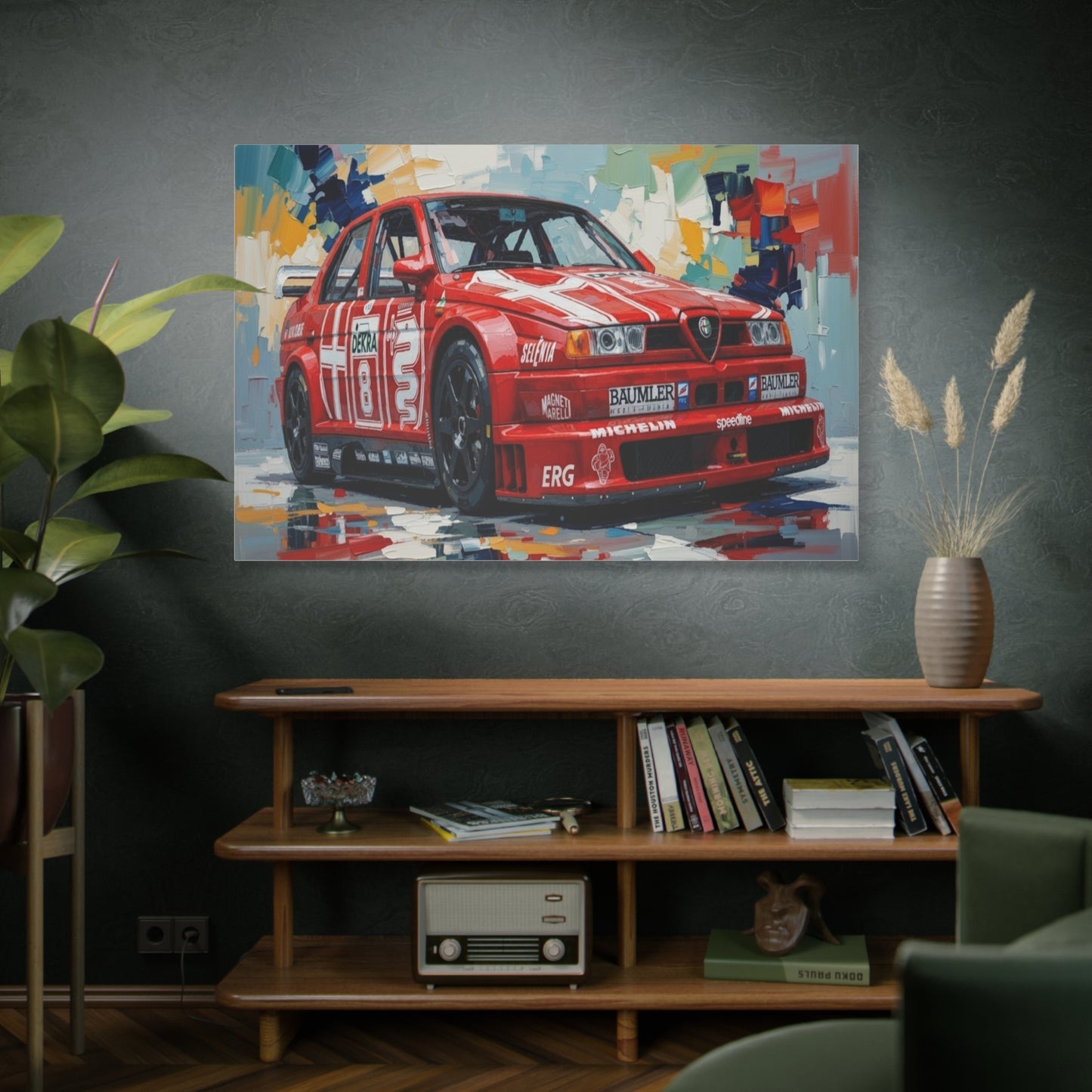 Racing Alfa Romeo Canvas Print — Red Race Car Stretched Wall Art