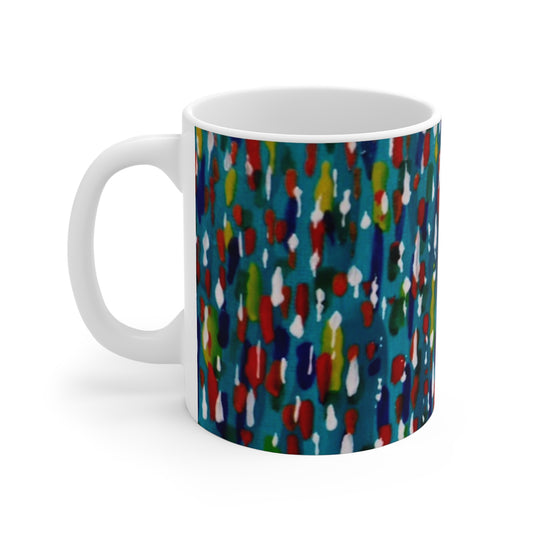 Abstract Color Splash Mug — Blue Multicolor Artistic Coffee Cup
