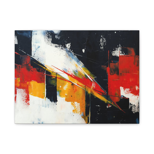 Abstract Geometric Canvas Art — Bold Red & Black Modern Wall Painting