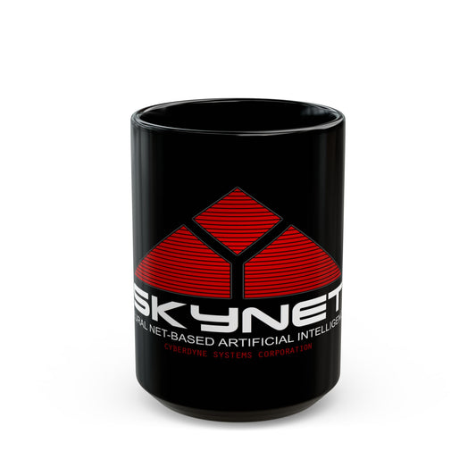 Skynet Logo Black Mug — Sci‑Fi AI Coffee Cup (11oz & 15oz)