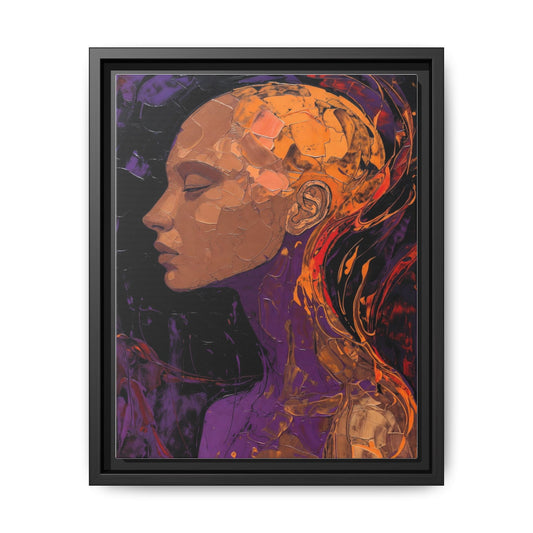 Abstract Profile Portrait Matte Framed Canvas — Multicolor Feminine Art Print