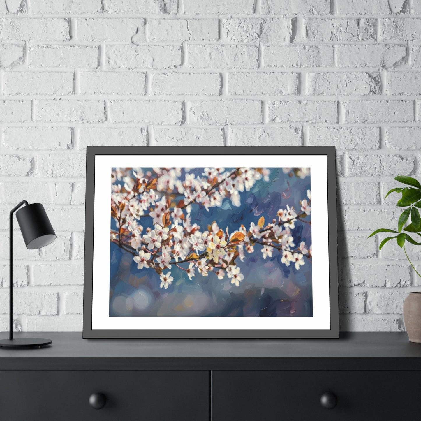 Cherry Blossom Branch Framed Poster — Floral Spring Wall Art Print