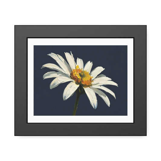 Framed Daisy Art Print — White Daisy Wall Poster in Black Frame
