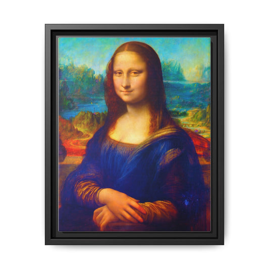 Framed Matte Canvas Print — Colorful Mona Lisa Wall Art