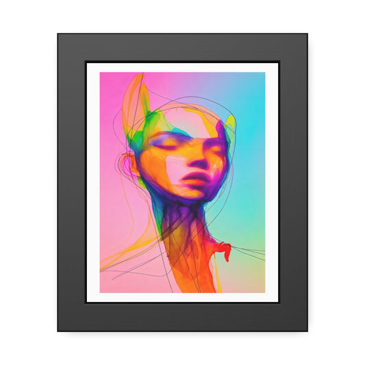 Framed Poster — Vibrant Neon Abstract Portrait Art Print