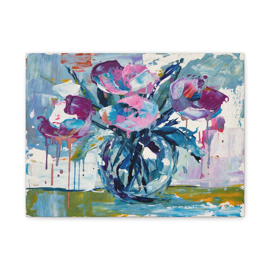 Abstract Floral Canvas Wall Art — Colorful Bouquet Matte Stretched Canvas