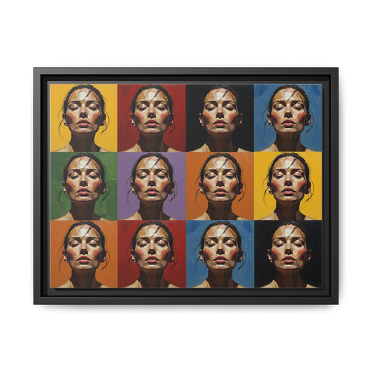 Pop Art Portrait Matte Canvas Print — Framed Multi-Color Grid