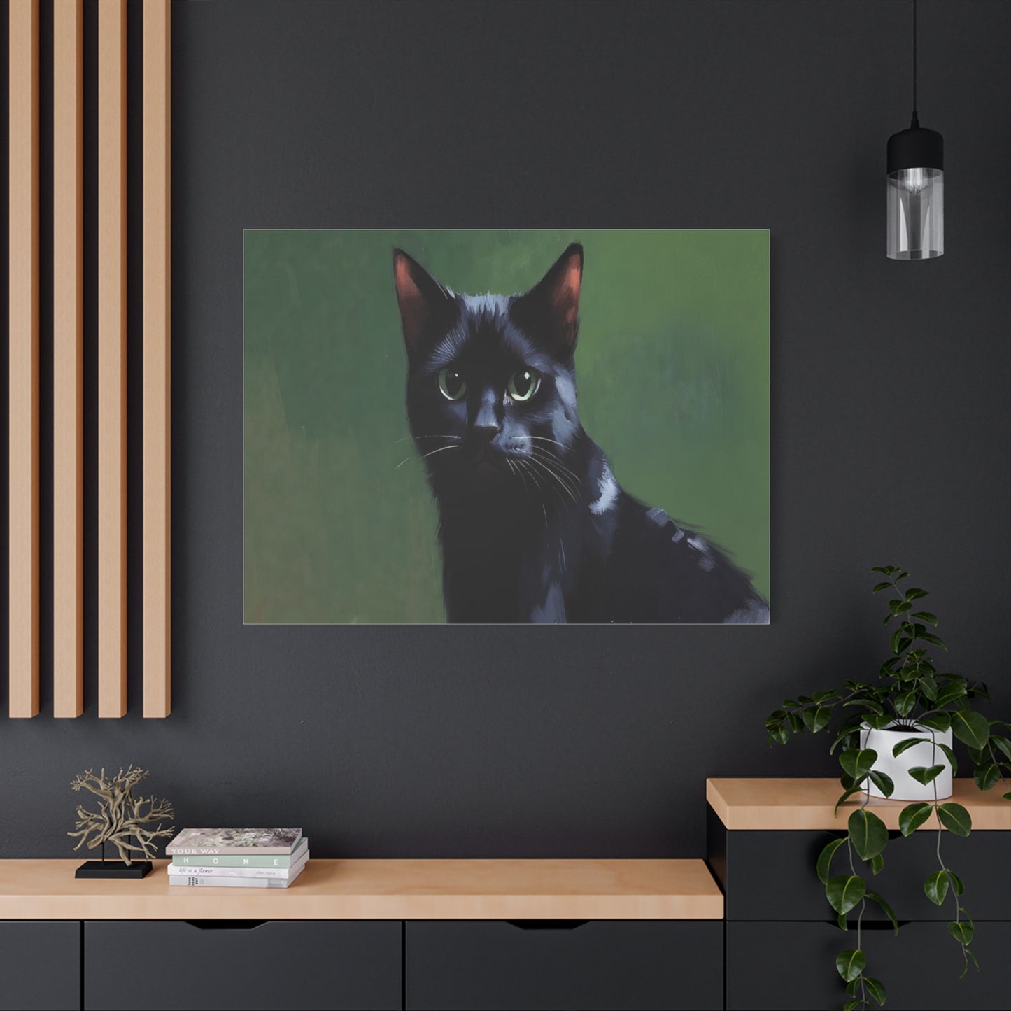 Black Cat Portrait Canvas - Matte Stretched Wall Art