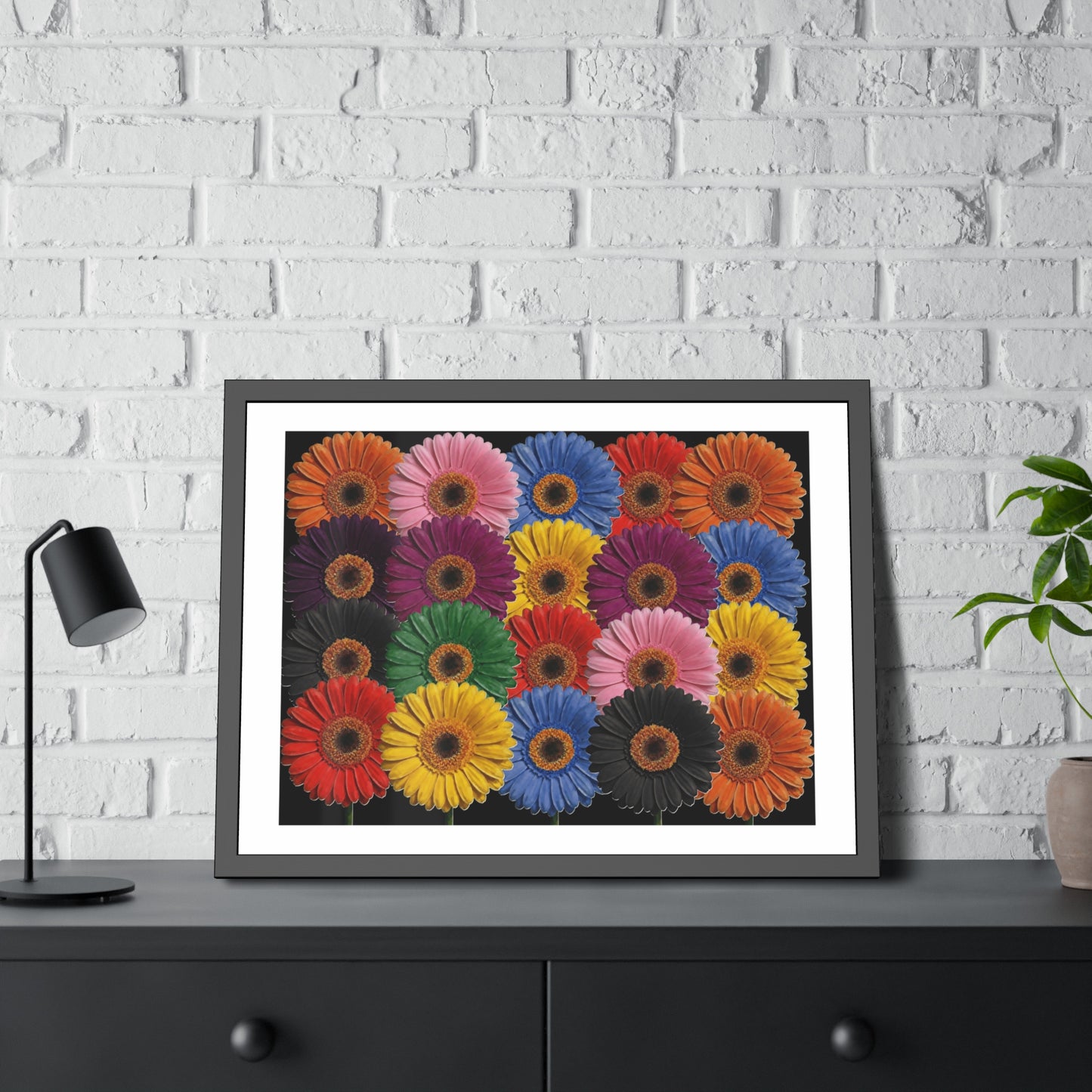 Framed Floral Poster — Colorful Gerbera Wall Art Print