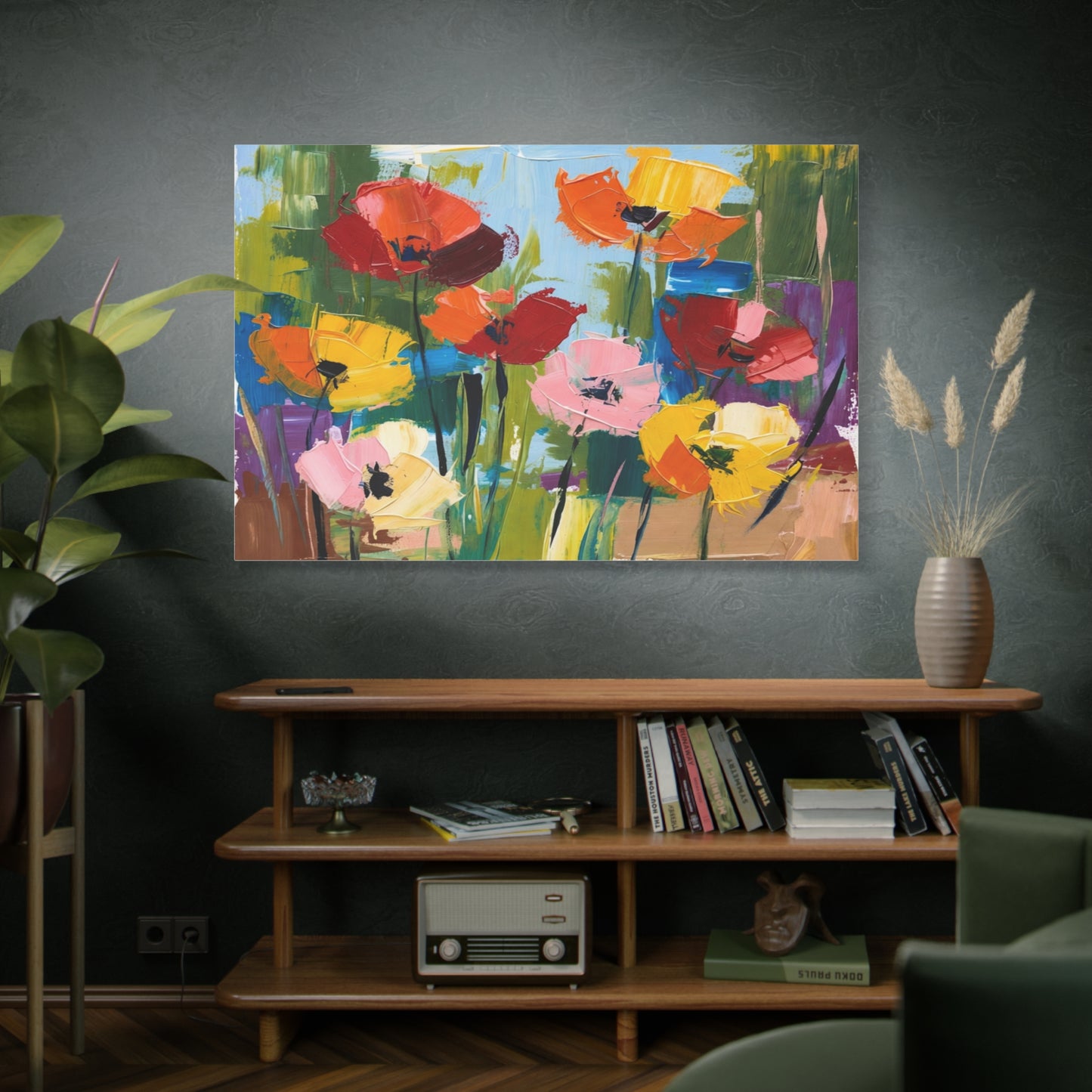 Colorful Abstract Floral Canvas Wall Art — Matte Stretched 1.25"