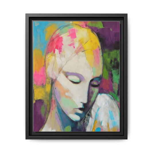 Framed Matte Canvas Art - Colorful Abstract Portrait