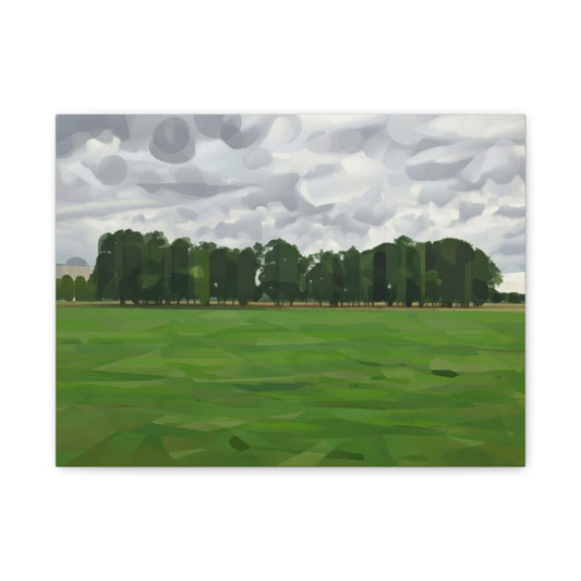 Green Field Landscape Canvas Print — Tranquil Park Scene Matte Stretched Canvas