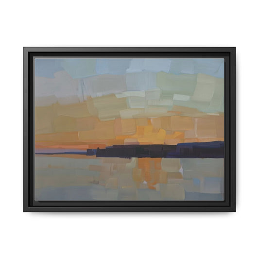 Framed Matte Canvas Sunset Abstract Landscape Art Print