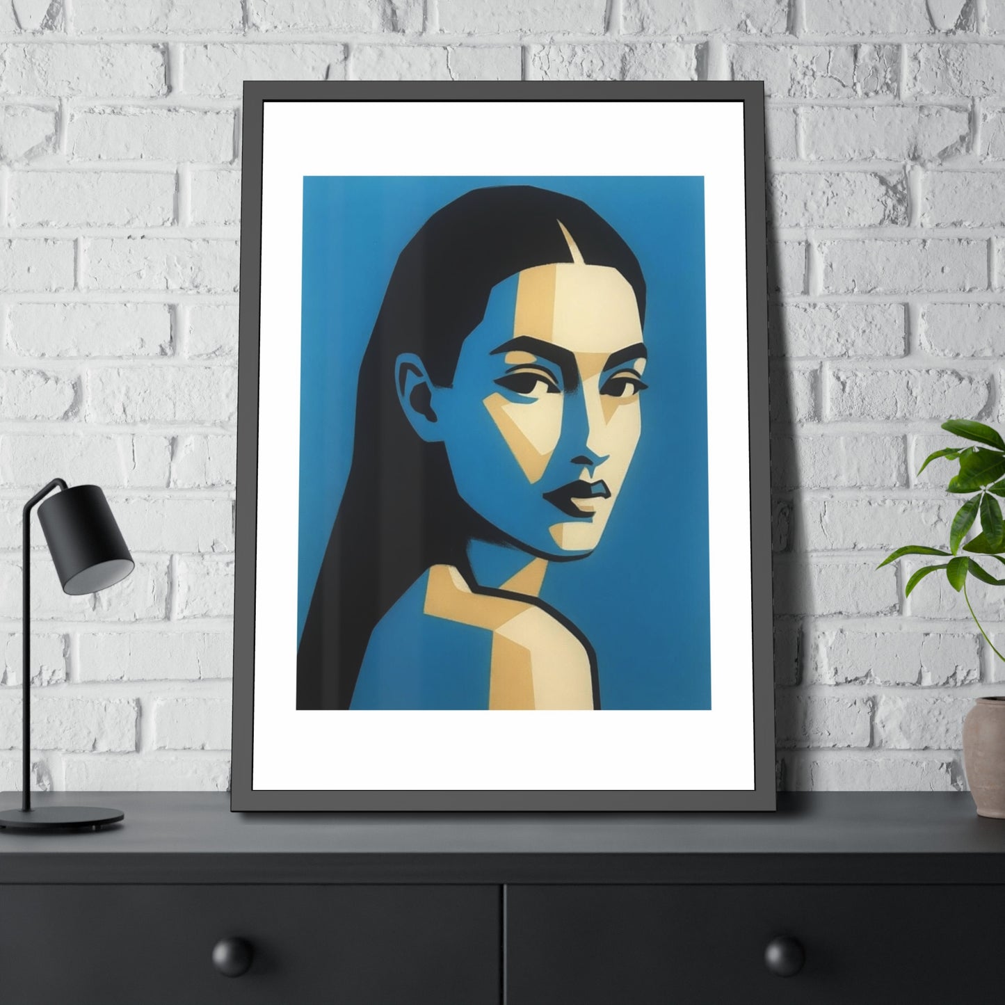 Framed Art Print — Blue Pop Portrait Poster