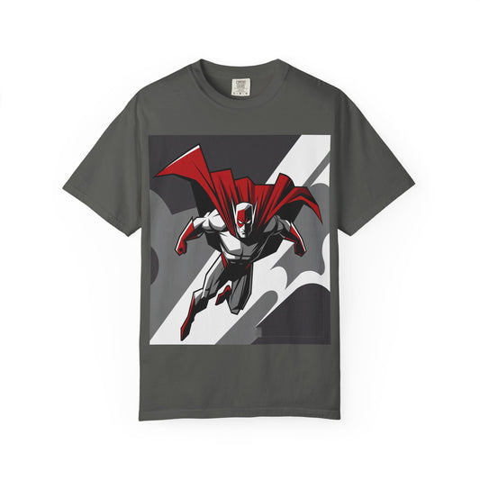 Superhero Action T-Shirt — Red Cape Comic Graphic Tee