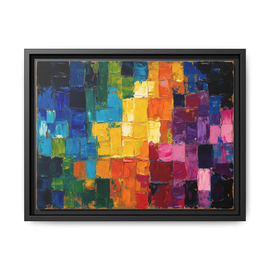 Abstract Rainbow Mosaic Framed Canvas Print — Colorful Modern Wall Art