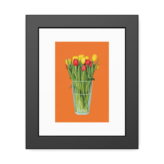 Framed Poster — Colorful Tulip Vase Wall Art (Spring Floral Print)