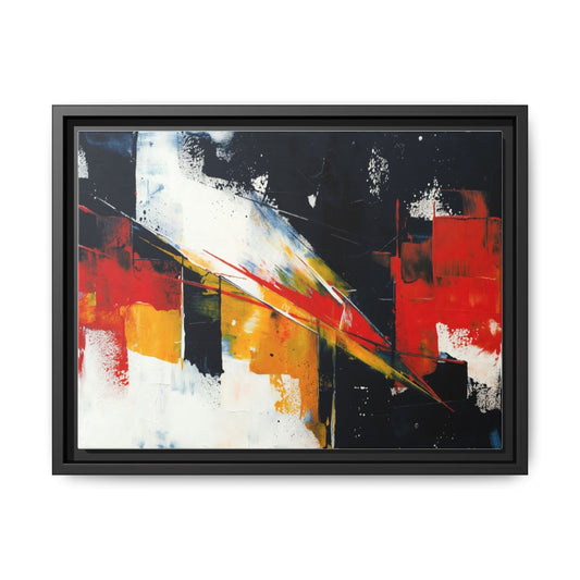 Abstract Red & Black Framed Canvas Print — Modern Geometric Wall Art