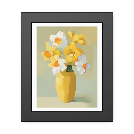 Framed Poster — Yellow Floral Vase Wall Art (Modern Abstract Bouquet)
