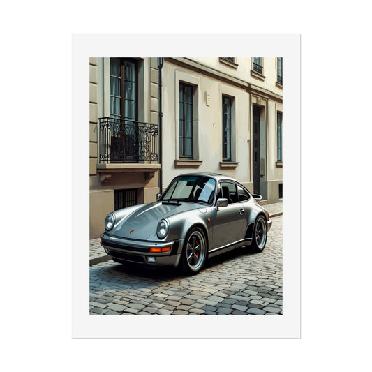 Classic Porsche 911 Rolled Poster — Vintage Sports Car Street Photography Print